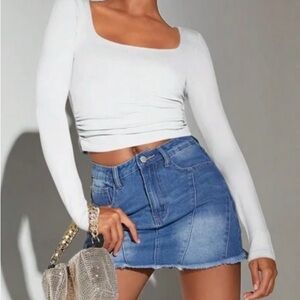 SHEIN White Long Sleeve Bodysuit